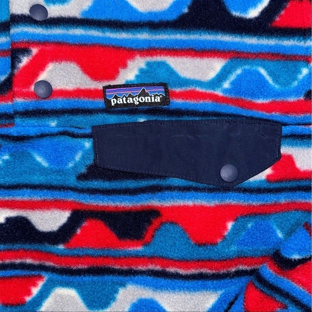 Patagonia Multicolor Patterned Fleece Pullover - Blue, Red, Black - Picture 2 of 5